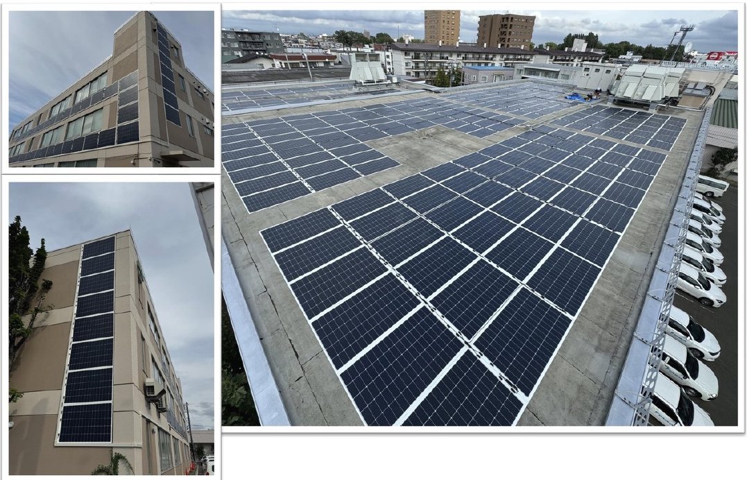 札幌市の建屋の保護コンクリート屋根と壁面に設置されたFINE-FLEX